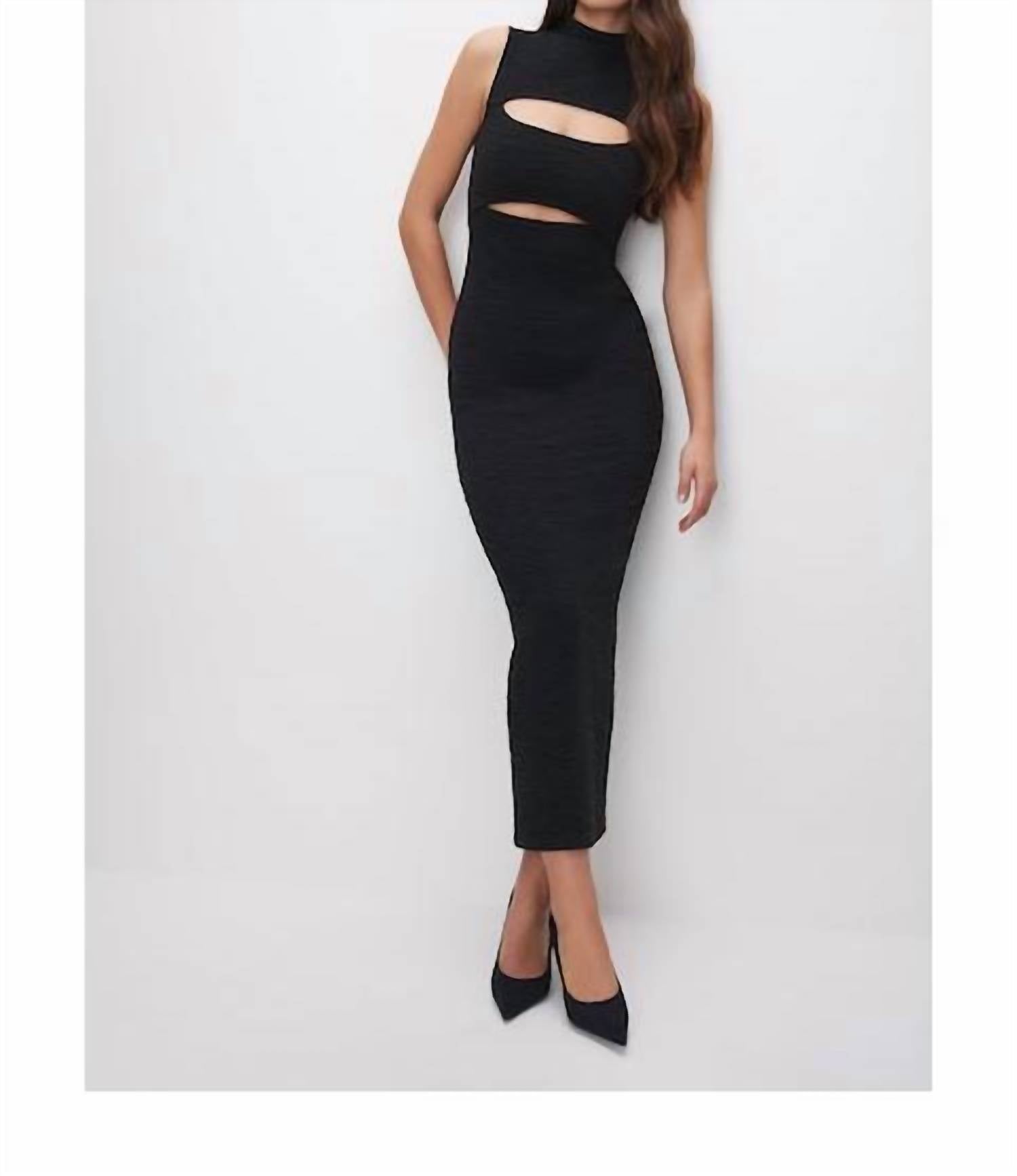 Черный макси-сарафан с воротником-стойкой GOOD AMERICAN
Черный макси-сарафан с воротником-стойкой GOOD AMERICAN