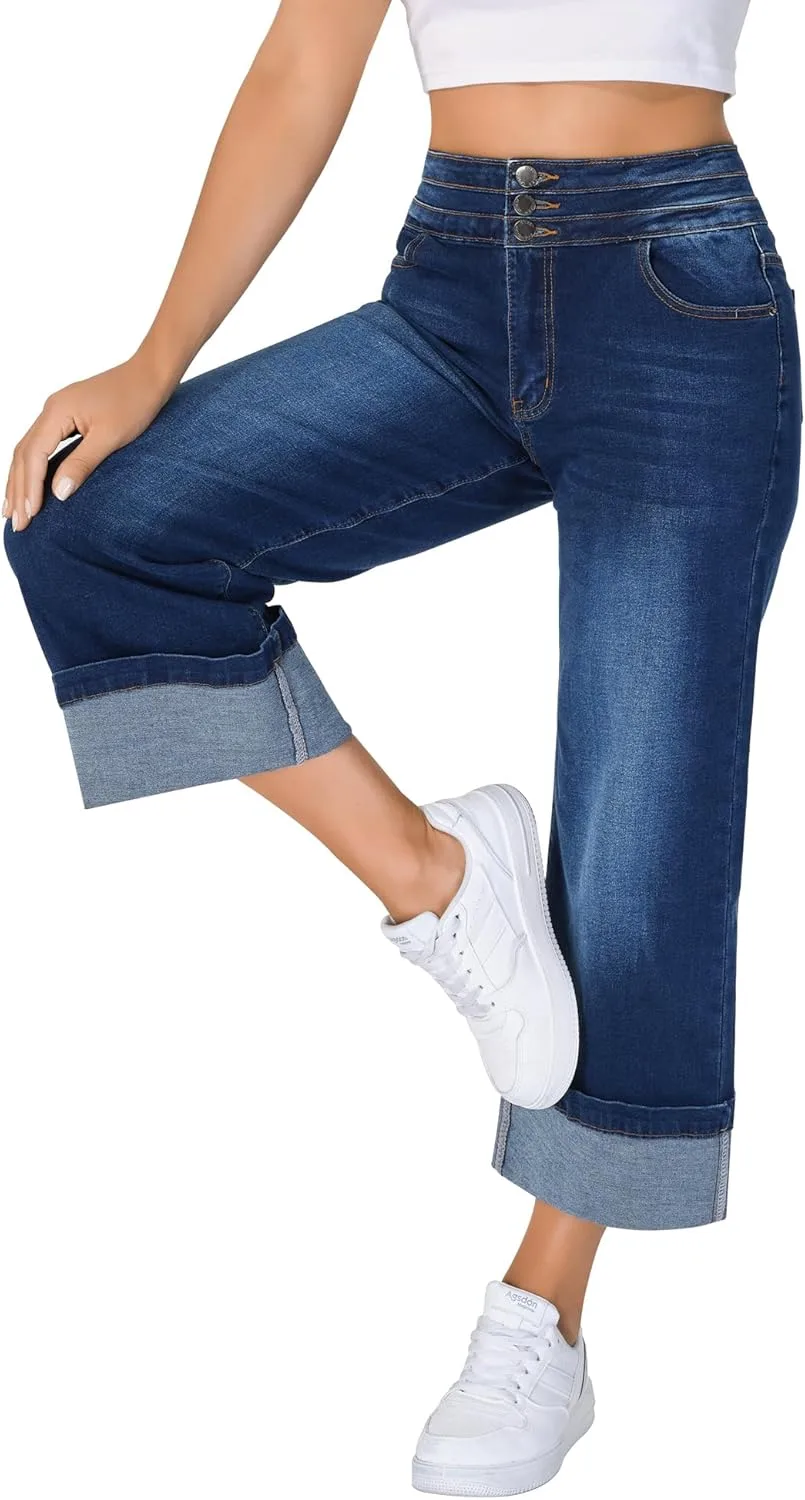 Roswear женские капри-джинсы Stretchy High Waist Wide Leg с манжетой
Roswear женские капри-джинсы Stretchy High Waist Wide Leg с манжетой