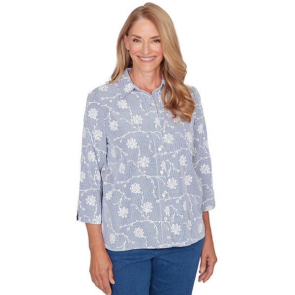 Женская блузка с вышивкой в рубчик и принтом-пуффи Alfred Dunner
Женская блузка с вышивкой в рубчик и принтом-пуффи Alfred Dunner