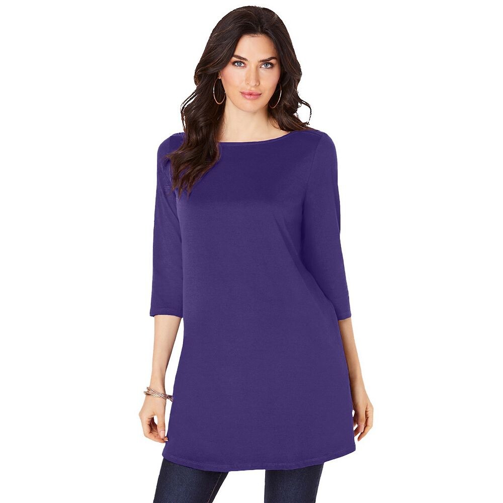 Женская туника больших размеров с вырезом «лодочкой» и боковыми разрезами Roaman's, цвет Midnight Violet
Женская туника больших размеров с вырезом «лодочкой» и боковыми разрезами Roaman's, цвет Midnight Violet