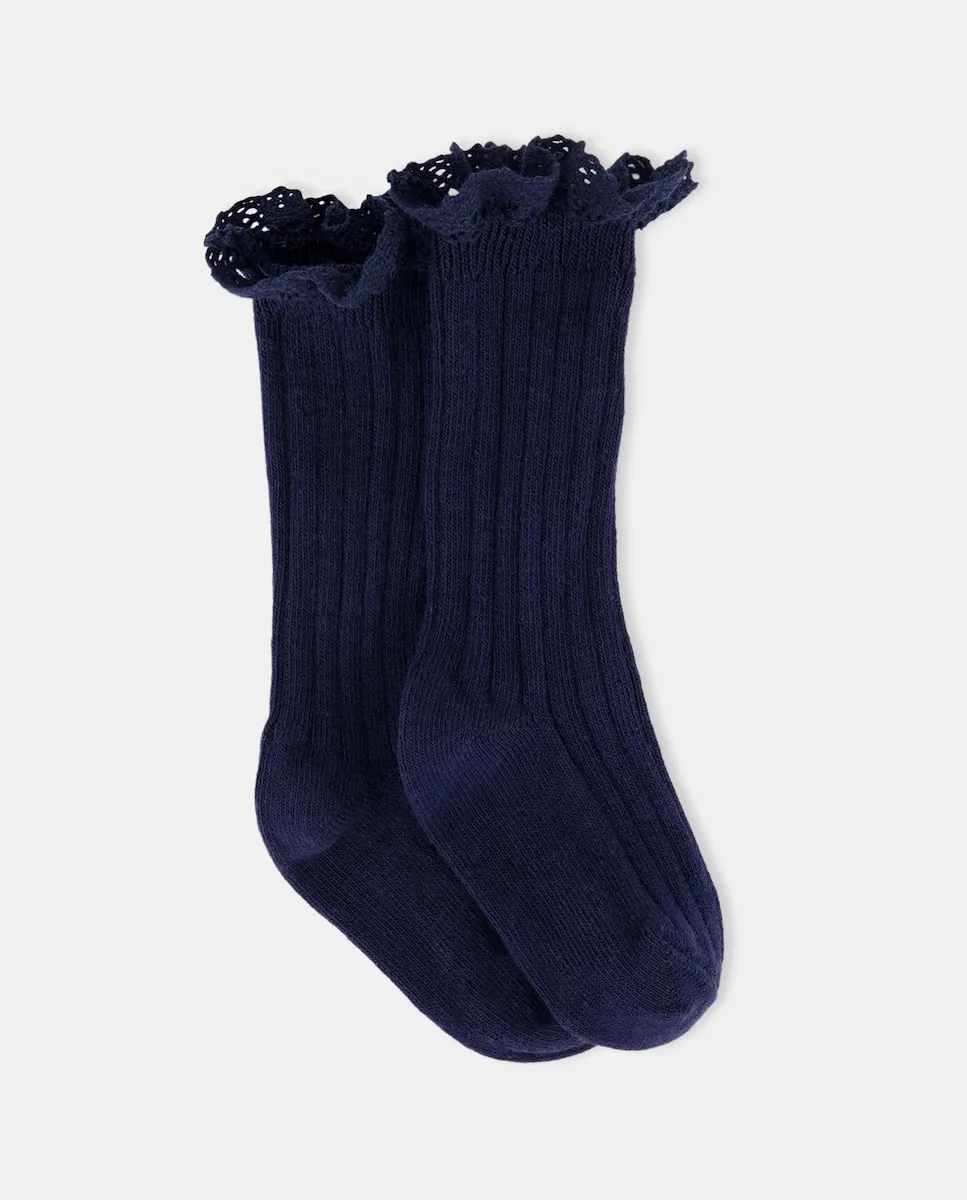 Высокий носок с кружевом для маленькой девочки Cotton Juice, темно-синий
Высокий носок с кружевом для маленькой девочки Cotton Juice, темно-синий