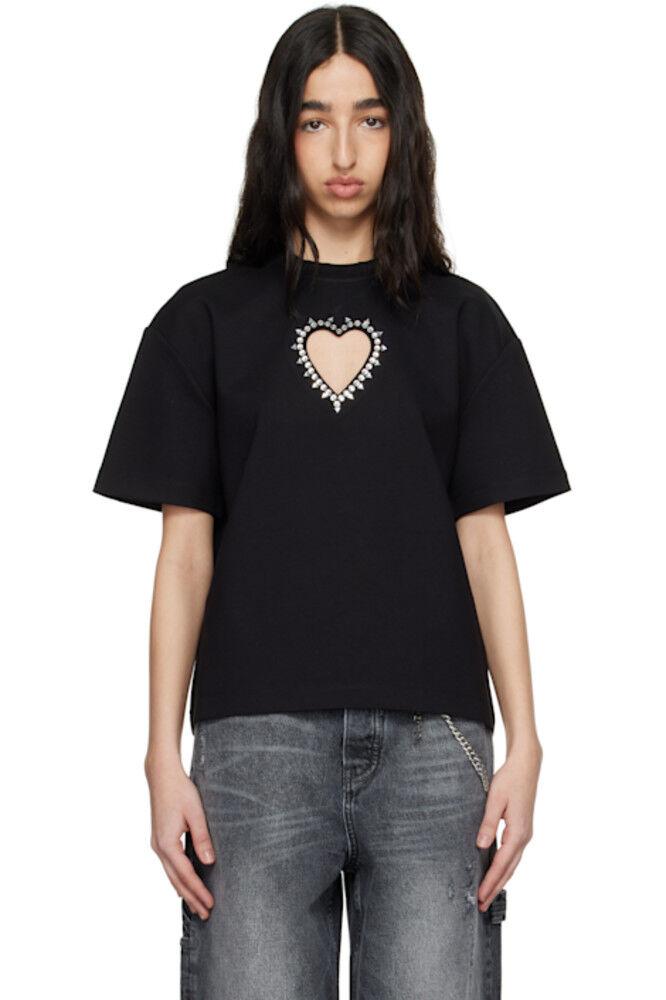 Черная футболка с вырезом в виде кристального сердца AREA
Черная футболка с вырезом в виде кристального сердца AREA