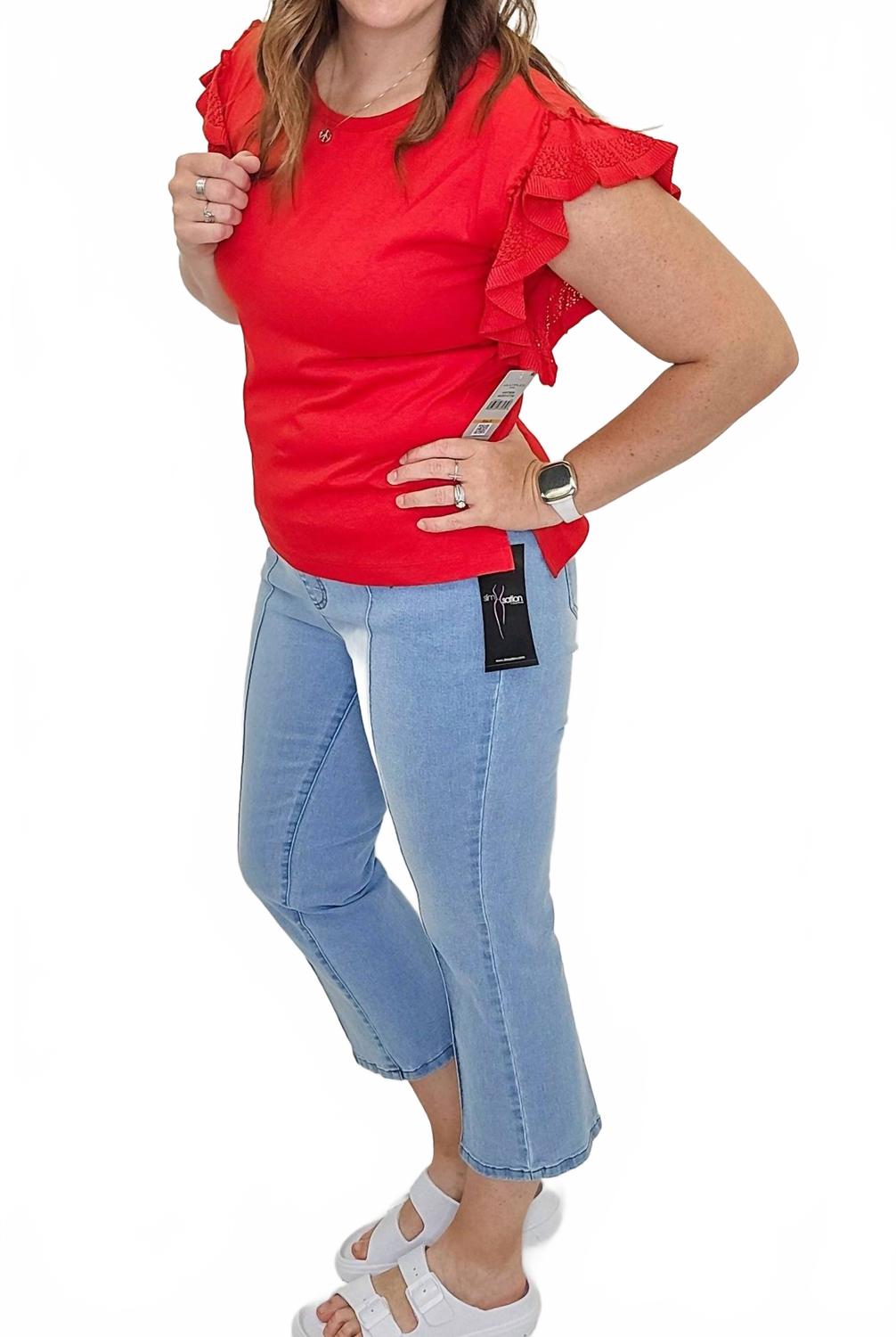 Топ с короткими рукавами Flutter красного цвета Multiples, красный
Топ с короткими рукавами Flutter красного цвета Multiples, красный