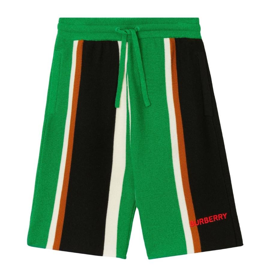 Burberry Kids Jaimie Полосатые кашемировые шорты, зеленый
Burberry Kids Jaimie Полосатые кашемировые шорты, зеленый