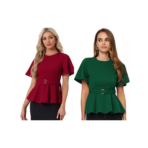 2 упаковки блузки с баской для женщин круглый вырез рукав колокол пояс талия офисная блуза Inspire Chic, Green Red
2 упаковки блузки с баской для женщин круглый вырез рукав колокол пояс талия офисная блуза Inspire Chic, Green Red