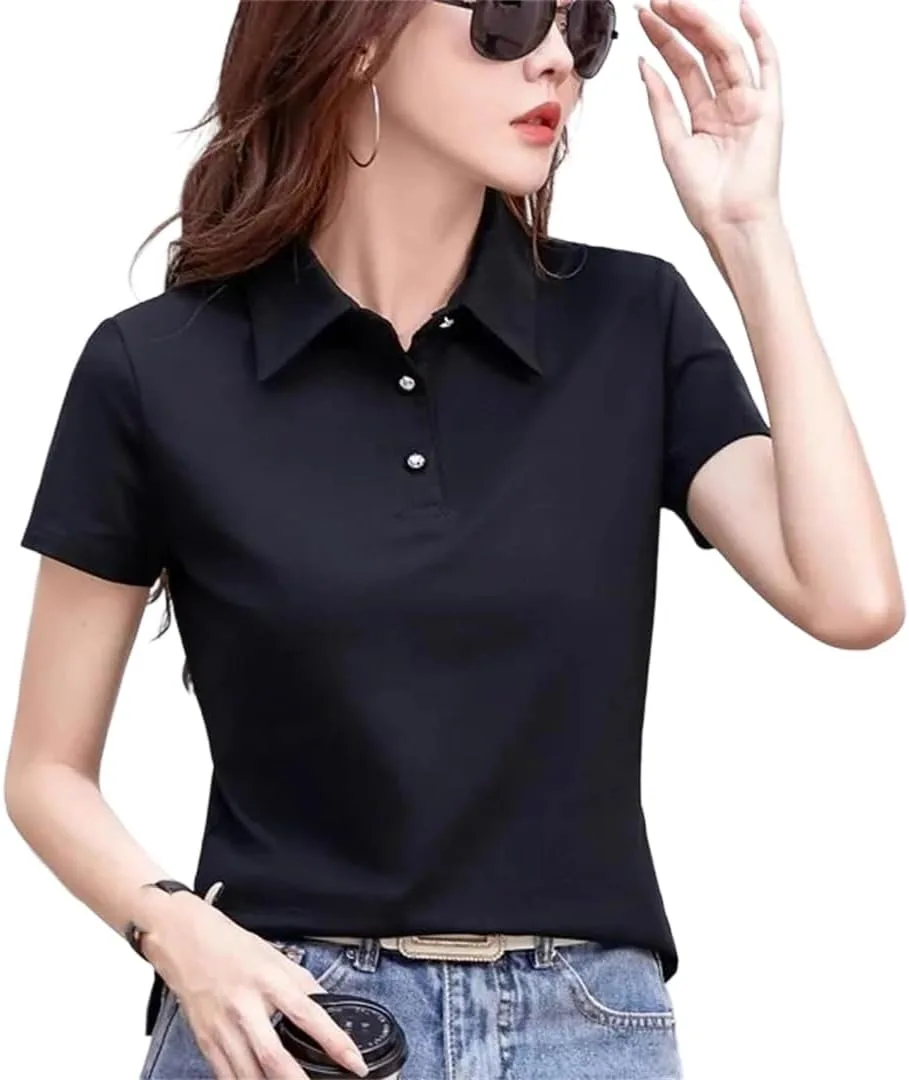 Женская футболка с воротником, короткий рукав, хлопок, свободный крой
Женская футболка с воротником, короткий рукав, хлопок, свободный крой