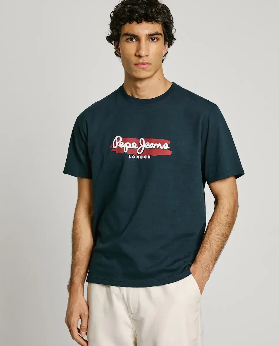 Мужская футболка с коротким рукавом и напечатанным логотипом Pepe Jeans, тёмно-синий
Мужская футболка с коротким рукавом и напечатанным логотипом Pepe Jeans, тёмно-синий