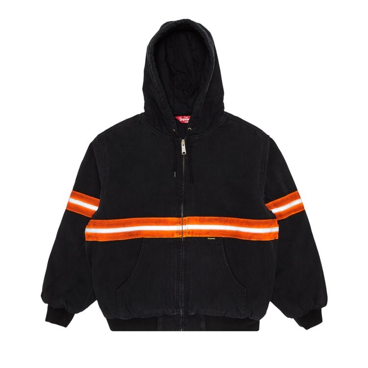 Куртка Supreme Reflective Stripe Hooded Work Jacket, черный 
Куртка Supreme Reflective Stripe Hooded Work Jacket, черный