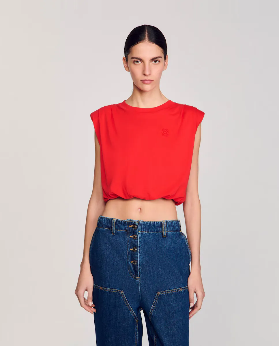 Женская короткая футболка без рукавов Sandro, красный
Женская короткая футболка без рукавов Sandro, красный