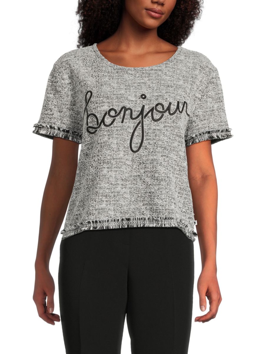 Футболка Bonjour с бахромой Karl Lagerfeld Paris, цвет Soft White Black 
Футболка Bonjour с бахромой Karl Lagerfeld Paris, цвет Soft White Black