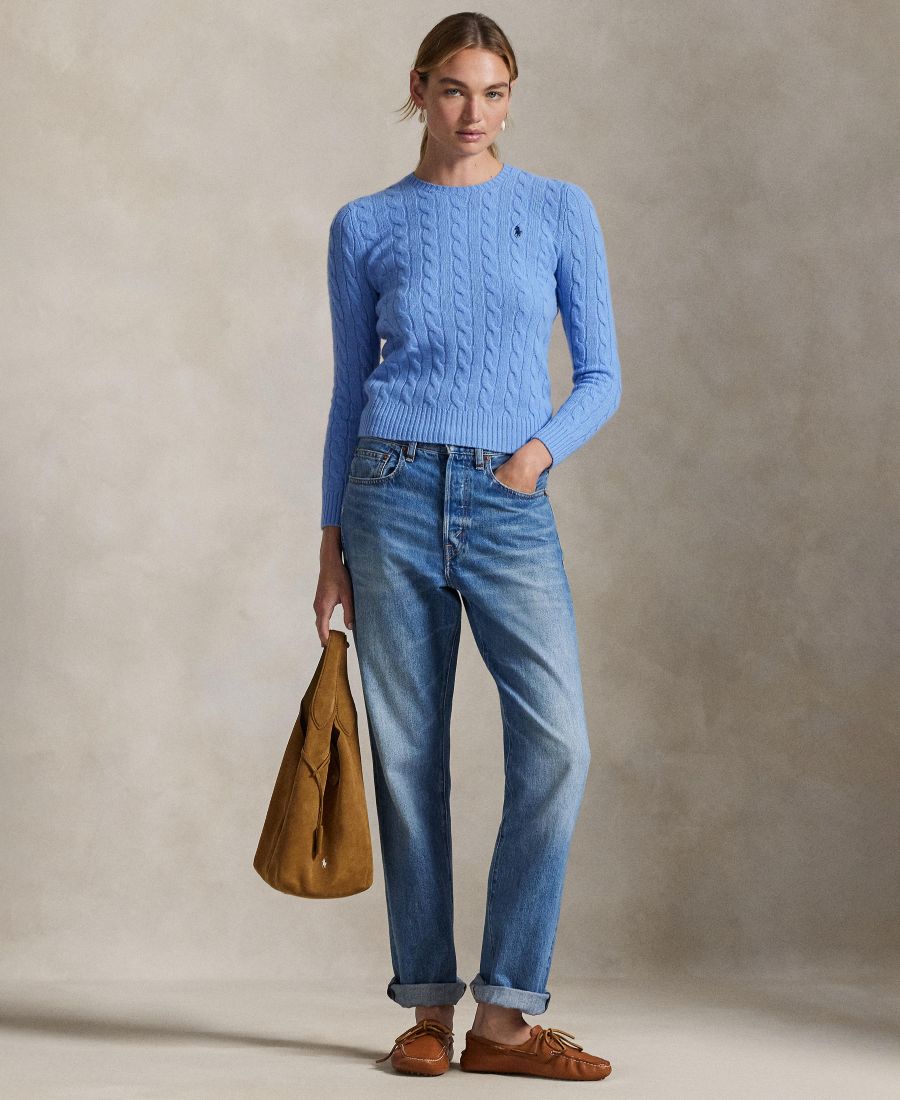 Женский свитер с круглым вырезом из шерсти и кашемира с косами Polo Ralph Lauren, New Litchfield Blue
Женский свитер с круглым вырезом из шерсти и кашемира с косами Polo Ralph Lauren, New Litchfield Blue