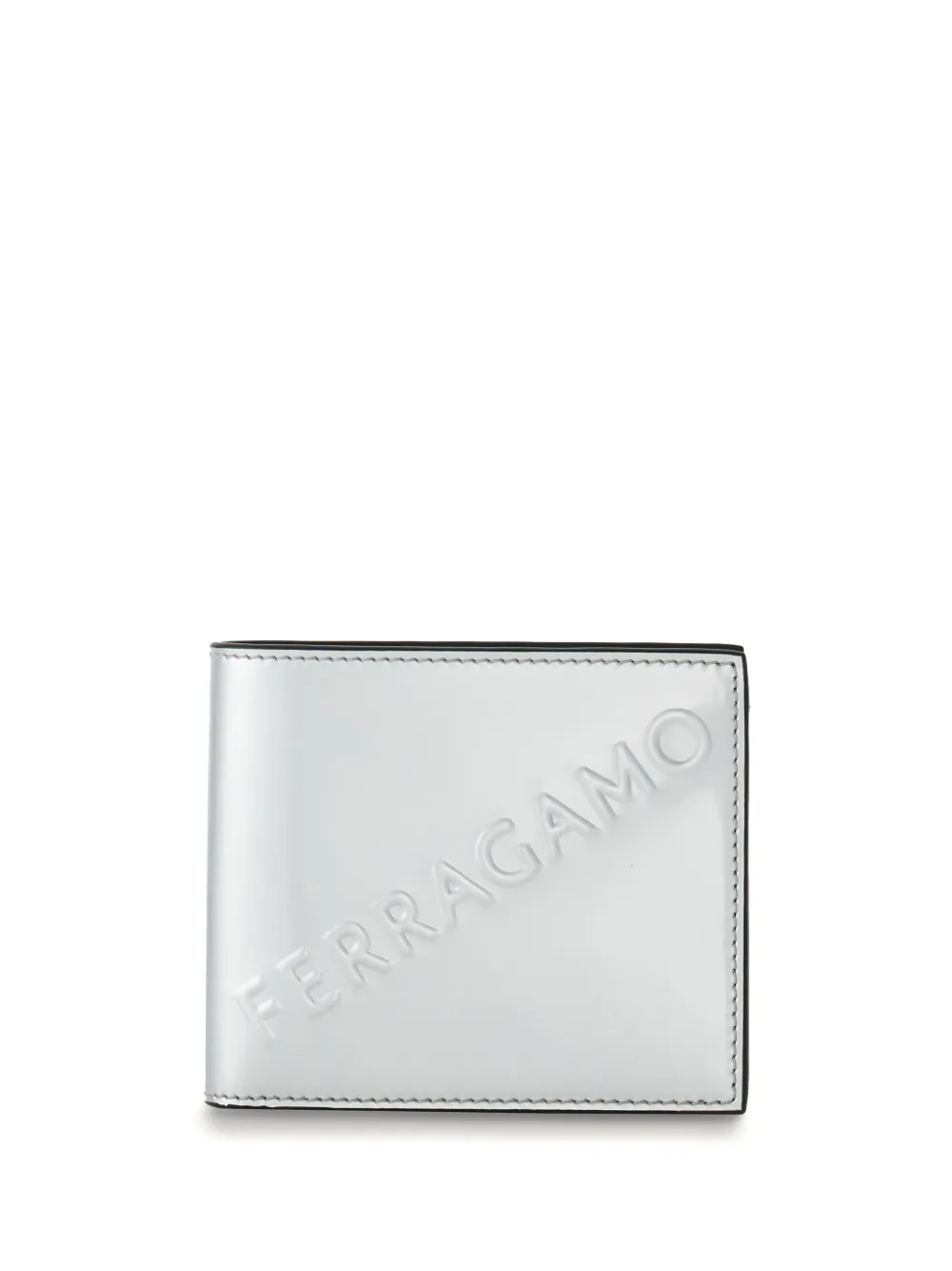 Кошелек с тисненым логотипом Ferragamo, серебряный
Кошелек с тисненым логотипом Ferragamo, серебряный