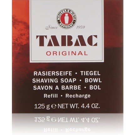 Сменное мыло для бритья для чаши, 125 г - с 1959 года., Tabac Original
Сменное мыло для бритья для чаши, 125 г - с 1959 года., Tabac Original