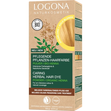 LOGONA Naturkosmetik Питательная растительная краска для волос Золотистый блондин 100г
LOGONA Naturkosmetik Питательная растительная краска для волос Золотистый блондин 100г