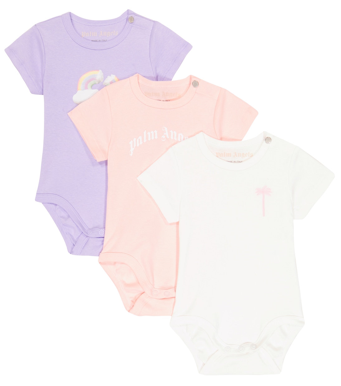 Комплект из трех хлопковых детских боди Palm Angels Kids, Pink White
Комплект из трех хлопковых детских боди Palm Angels Kids, Pink White