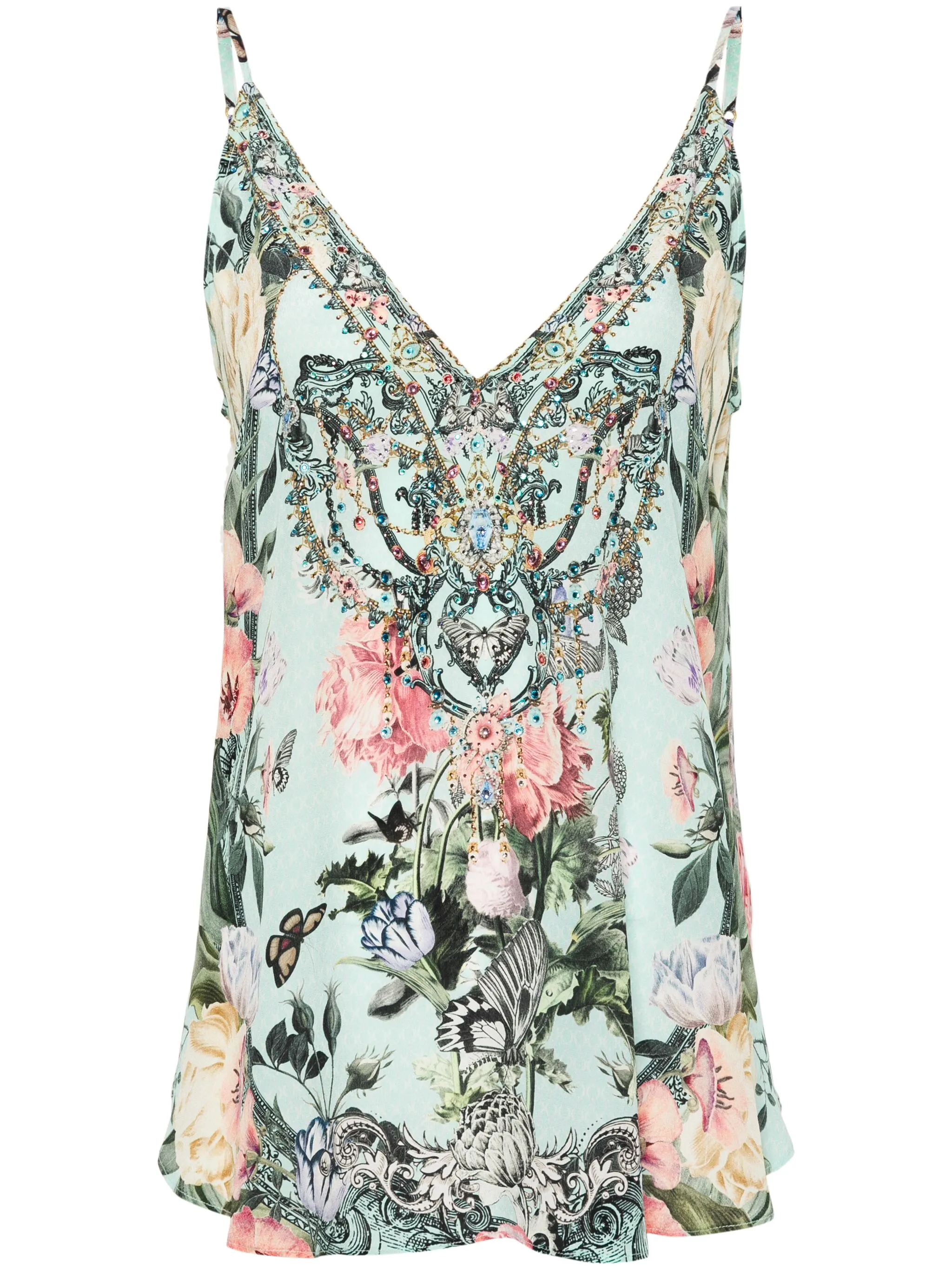 Шелковый креповый топ со стразами Camilla, зеленый
Шелковый креповый топ со стразами Camilla, зеленый