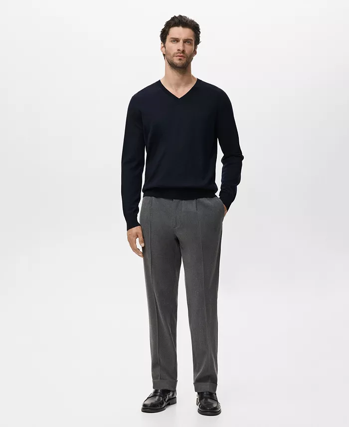 Мужской свитер с V-образным вырезом из мериносовой шерсти Mango, синий
Мужской свитер с V-образным вырезом из мериносовой шерсти Mango, синий