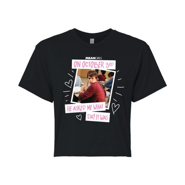 Кроп-футболка "Mean Girls" от Juniors с датой 3 октября Licensed Character, черный 
Кроп-футболка "Mean Girls" от Juniors с датой 3 октября Licensed Character, черный