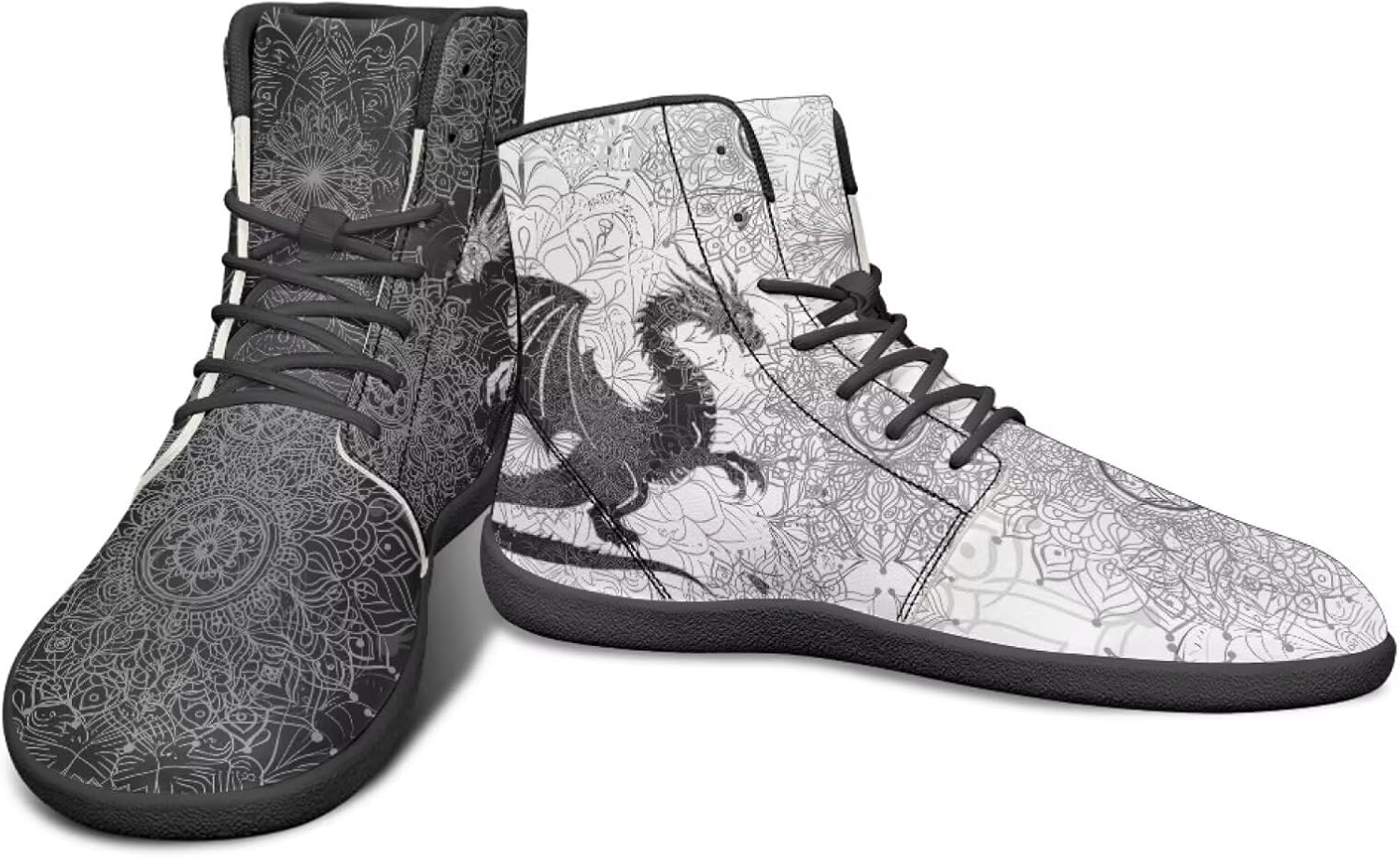 Высокие кроссовки с драконовым узором, черно-белые, мандала, из ПУ, повседневные спортивные обувь для зала, заземленные для мужчин Watdotory
Высокие кроссовки с драконовым узором, черно-белые, мандала, из ПУ, повседневные спортивные обувь для зала, заземленные для мужчин Watdotory