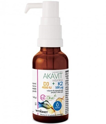 Биологически активная добавка Vitadiet Akavit Витамин D3 4000 МЕ +K2 100 мкг
Биологически активная добавка Vitadiet Akavit Витамин D3 4000 МЕ +K2 100 мкг