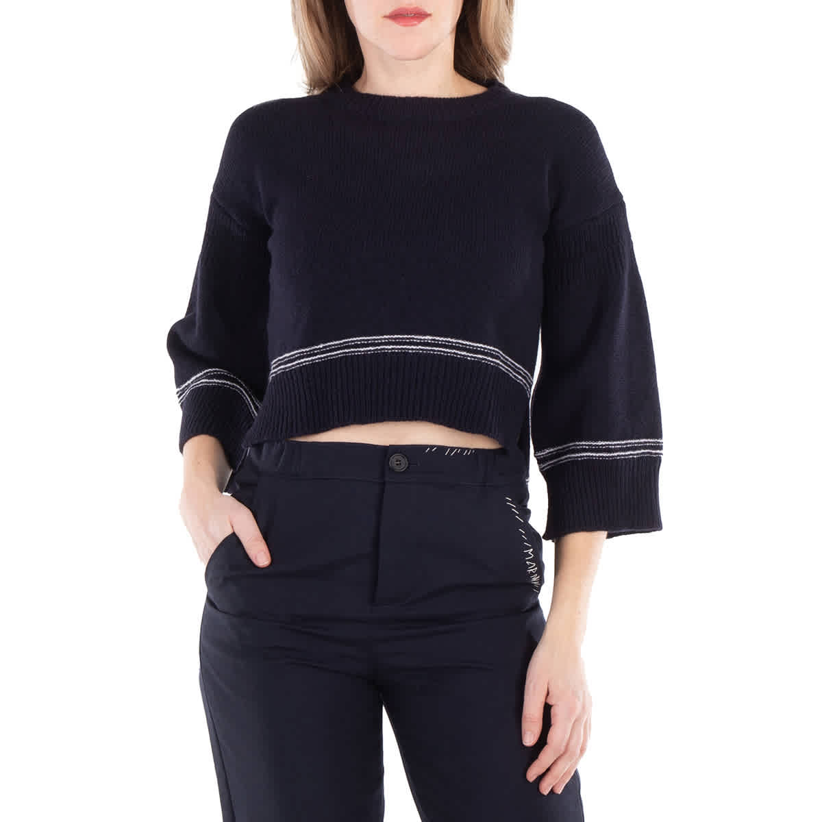 Марни свитер с контрастной отделкой из чистой шерсти Marni, темно-синий
Марни свитер с контрастной отделкой из чистой шерсти Marni, темно-синий