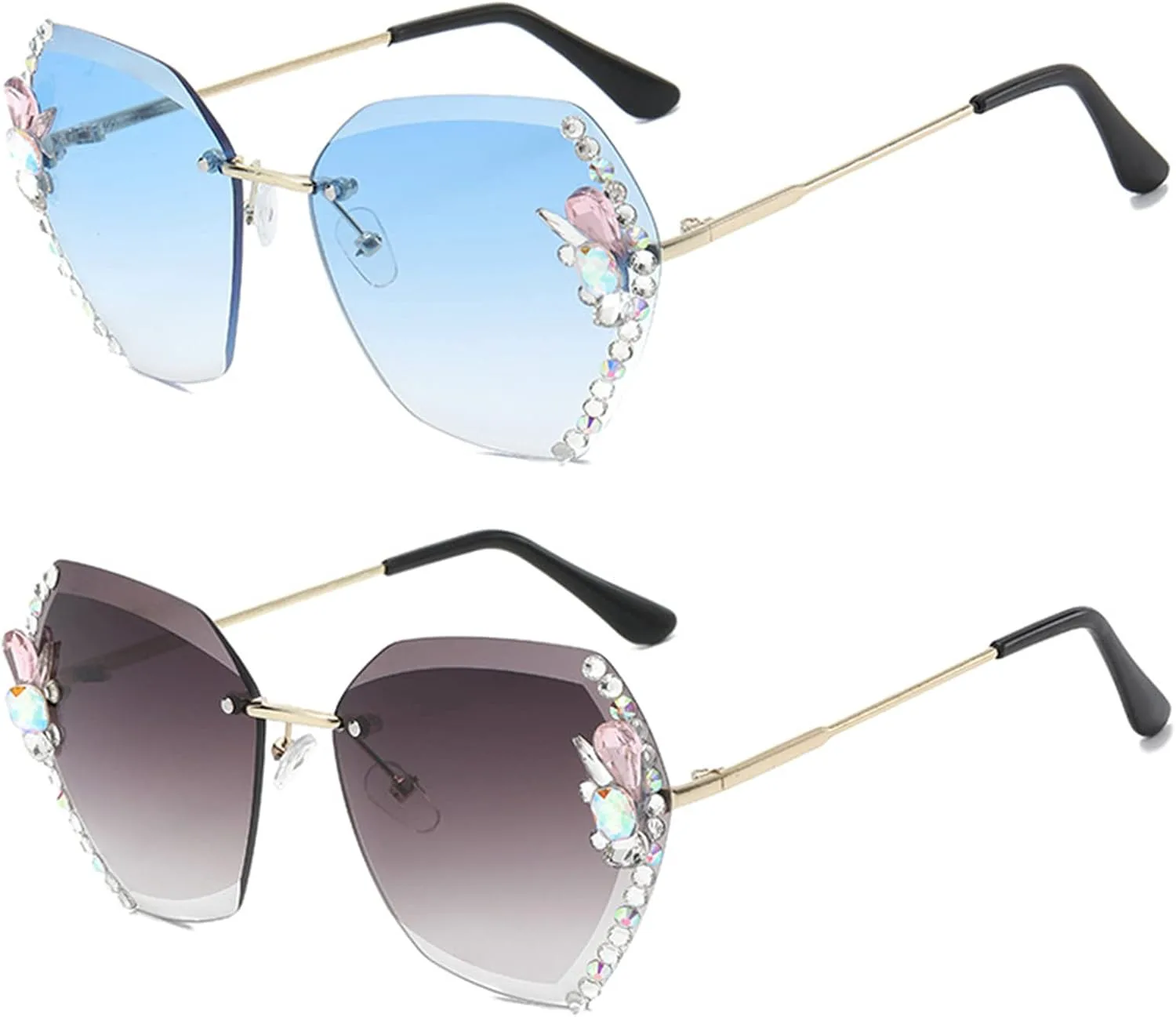 Willochra 2023 Роскошные винтажные солнцезащитные очки без оправы со стразами для женщин и мужчин, модные солнцезащитные очки с градиентными линзами, 2pcs-gary&blue
Willochra 2023 Роскошные винтажные солнцезащитные очки без оправы со стразами для женщин и мужчин, модные солнцезащитные очки с градиентными линзами, 2pcs-gary&blue