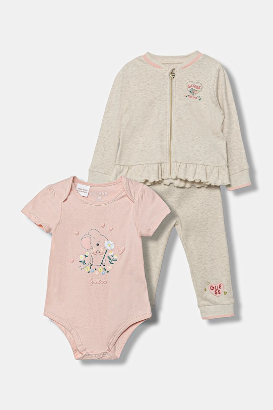 Хлопковый комплект для малышей 3 предмета Guess, розовый
Хлопковый комплект для малышей 3 предмета Guess, розовый