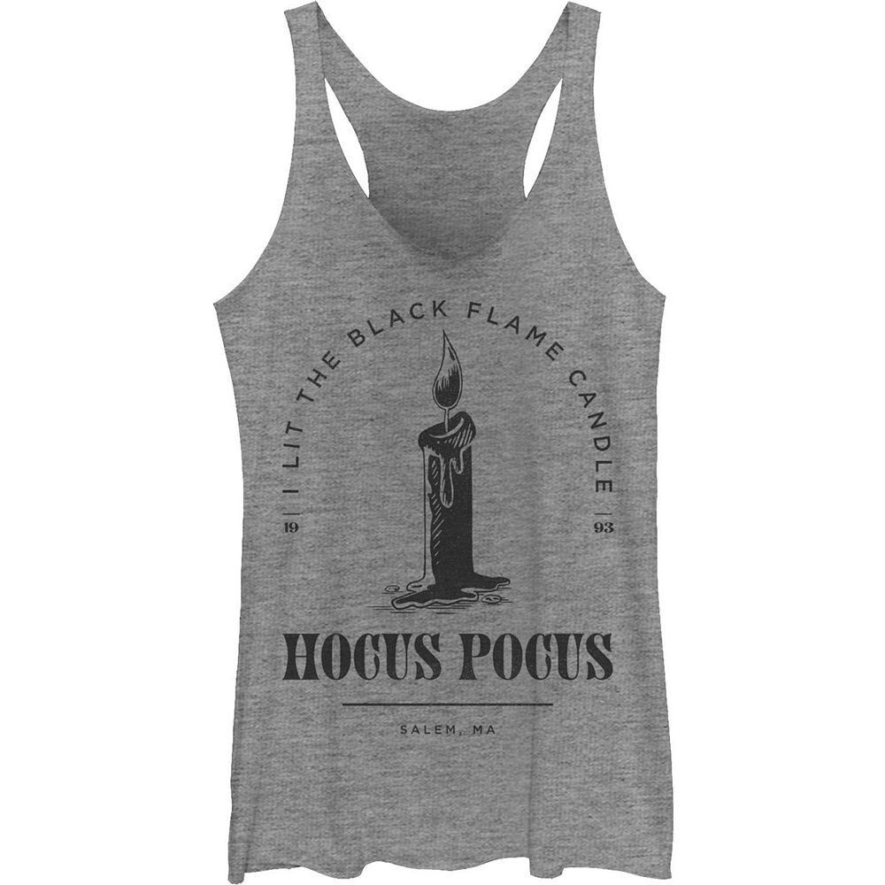 Черная майка Disney's Hocus Pocus Juniors со штампом свечи и пламенем, цвет Gray Heather 
Черная майка Disney's Hocus Pocus Juniors со штампом свечи и пламенем, цвет Gray Heather