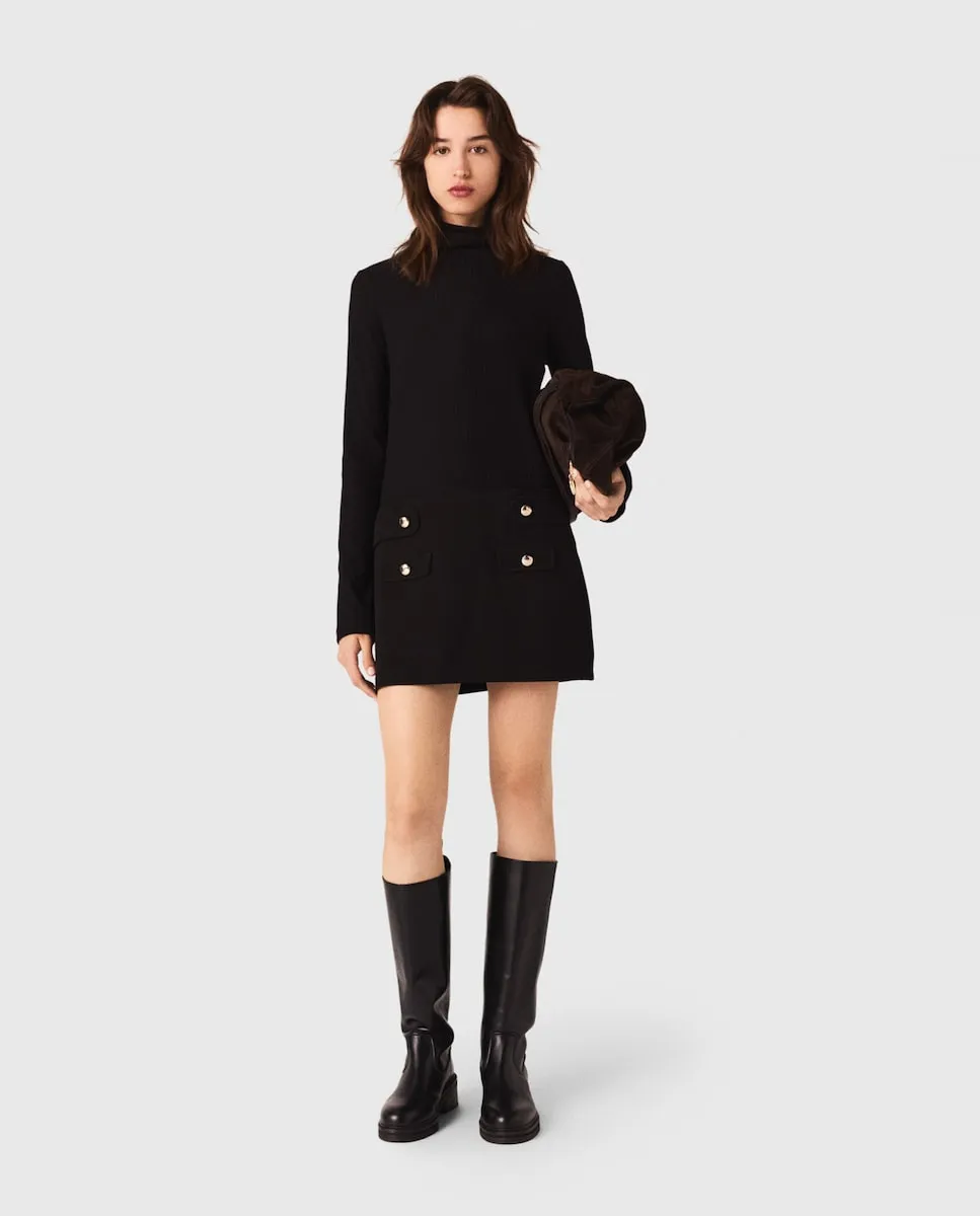 Короткое платье с высоким воротником Maje, черный
Короткое платье с высоким воротником Maje, черный