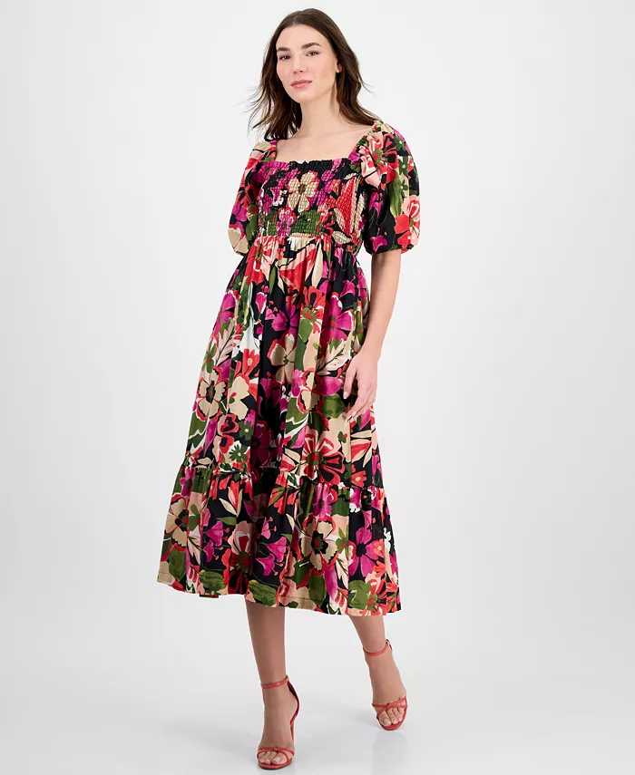 Женское платье миди с цветочным принтом, присборенными рукавами-фонариками и затянутой горловиной Anne Klein, черный
Женское платье миди с цветочным принтом, присборенными рукавами-фонариками и затянутой горловиной Anne Klein, черный