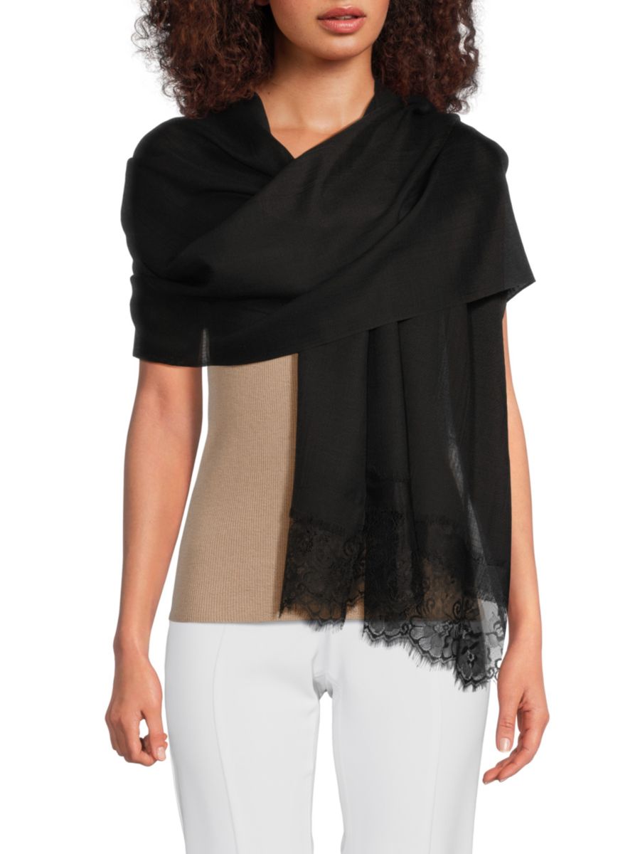 Шарф из шелка и шерсти с кружевной отделкой La Fiorentina, цвет Black Black
Шарф из шелка и шерсти с кружевной отделкой La Fiorentina, цвет Black Black