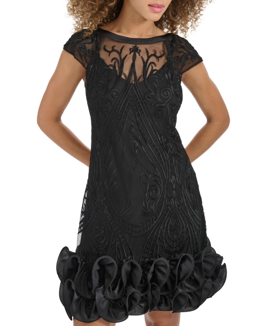 Женское платье-футляр с вышивкой и сетчатой отделкой, оборками по низу kensie, Black
Женское платье-футляр с вышивкой и сетчатой отделкой, оборками по низу kensie, Black