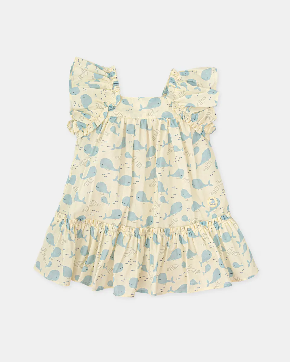 Платье для девочки с принтом желтого кита Tutto Piccolo, желтый
Платье для девочки с принтом желтого кита Tutto Piccolo, желтый