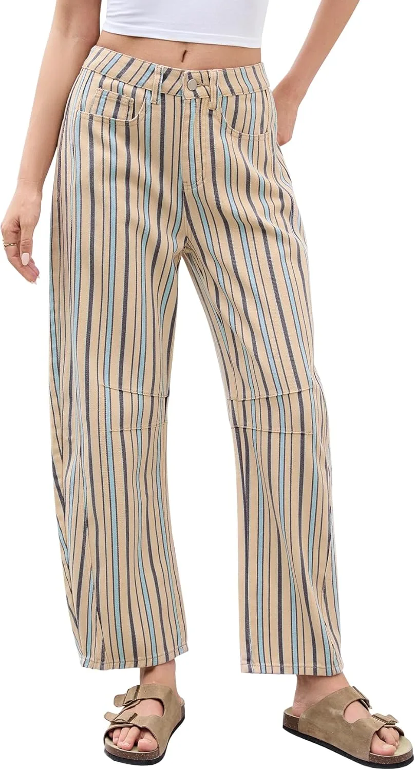 Kedera женские полосатые джинсы Mid Rise Barrel, широкие и свободные
Kedera женские полосатые джинсы Mid Rise Barrel, широкие и свободные