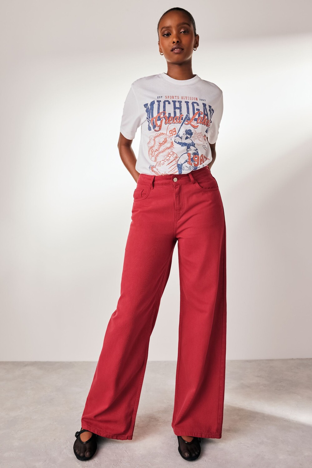 Широкие джинсы Next, красный
Широкие джинсы Next, красный