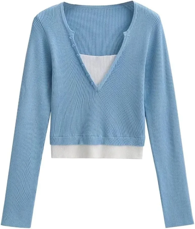 Весенний тонкий свитер топ с V-образным вырезом и цветными вставками DFWZMQTG
Весенний тонкий свитер топ с V-образным вырезом и цветными вставками DFWZMQTG