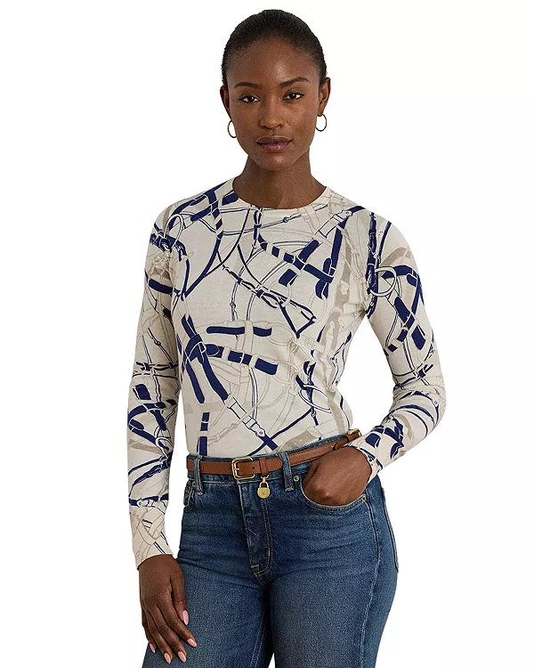 Свитер из хлопковой смеси с принтом в виде пояса Ralph Lauren, белый
Свитер из хлопковой смеси с принтом в виде пояса Ralph Lauren, белый