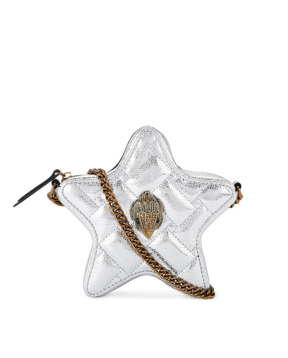 Женская сумка-бандольера в форме звезды с цепочкой Kurt Geiger, серебряный 
Женская сумка-бандольера в форме звезды с цепочкой Kurt Geiger, серебряный