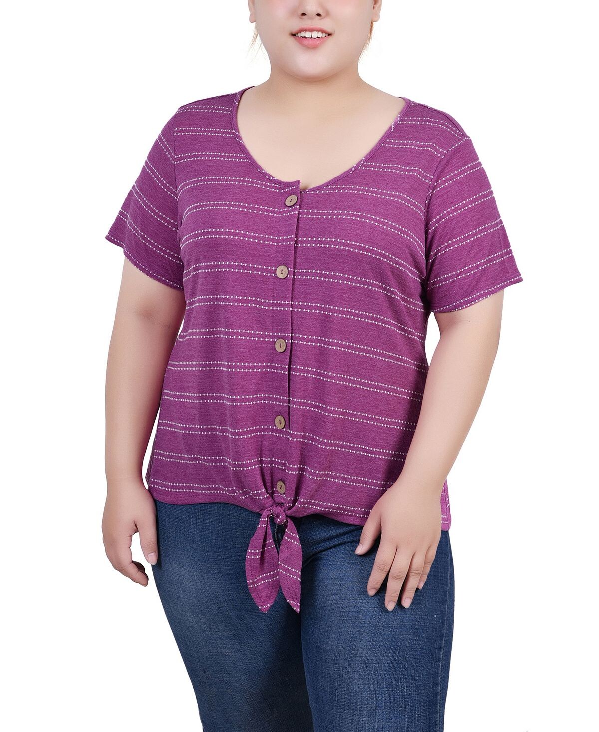 Плюс размер Топ с короткими рукавами и завязкой спереди NY Collection
Плюс размер Топ с короткими рукавами и завязкой спереди NY Collection