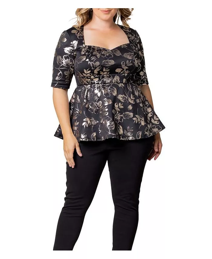 Большой размер, топ с баской в форме сердца Kiyonna, черный
Большой размер, топ с баской в форме сердца Kiyonna, черный