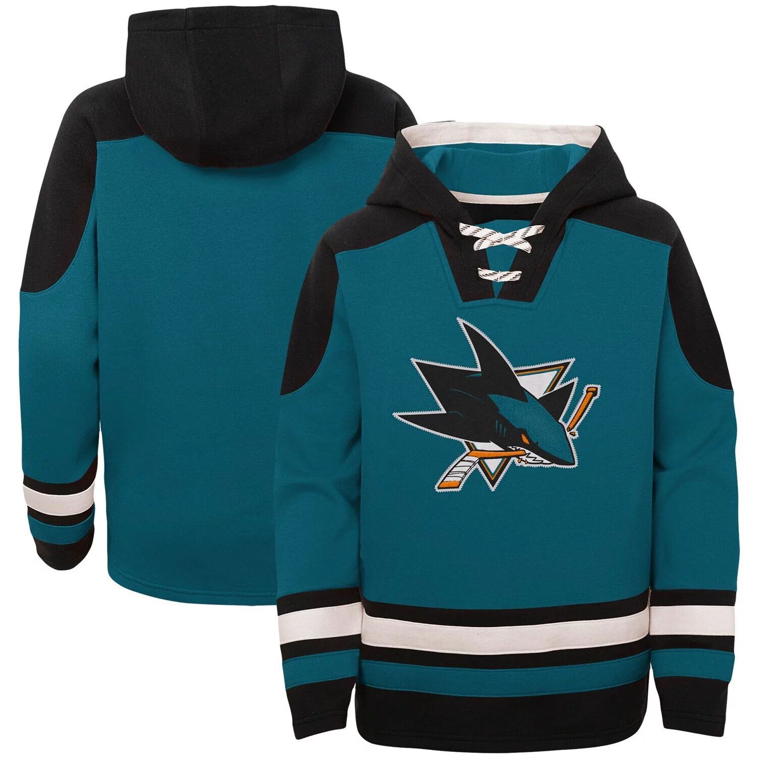 Нестареющий пуловер на шнуровке с капюшоном Youth Teal San Jose Sharks Outerstuff
Нестареющий пуловер на шнуровке с капюшоном Youth Teal San Jose Sharks Outerstuff