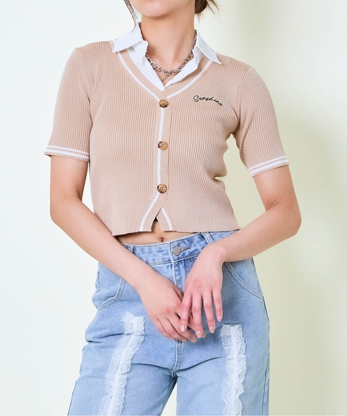 Женский укороченный топ-кардиган с воротником рубашки, многослойный GORGE, бежевый
Женский укороченный топ-кардиган с воротником рубашки, многослойный GORGE, бежевый