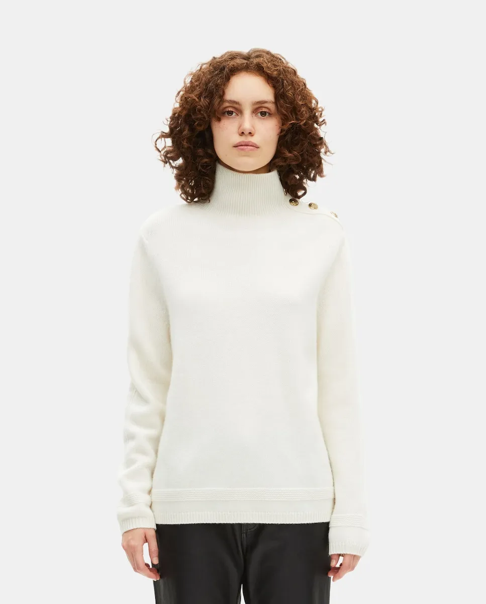 Свитер из шерсти с высоким воротником The Kooples, белый
Свитер из шерсти с высоким воротником The Kooples, белый