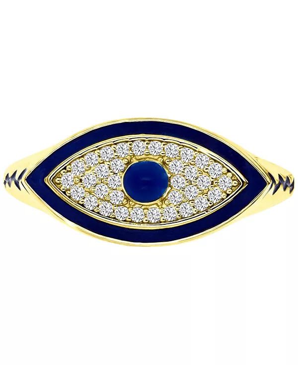 Кольцо от сглаза с кубическим цирконием и синей эмалью из стерлингового серебра с позолотой 14 карат Macy'S, blue
Кольцо от сглаза с кубическим цирконием и синей эмалью из стерлингового серебра с позолотой 14 карат Macy'S, blue