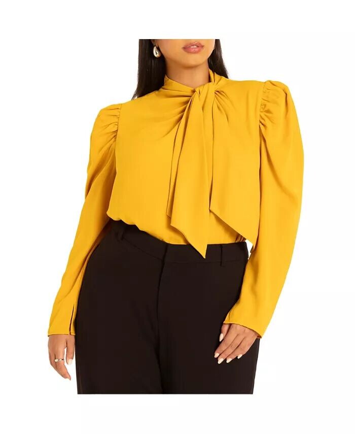 Блузка больших размеров с драпировкой спереди ELOQUII, желтый
Блузка больших размеров с драпировкой спереди ELOQUII, желтый