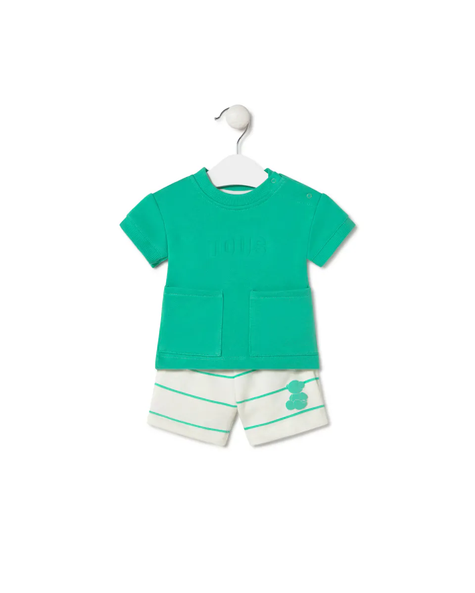 Детский комплект из однотонного и полосатого хлопка Tous, зеленый
Детский комплект из однотонного и полосатого хлопка Tous, зеленый