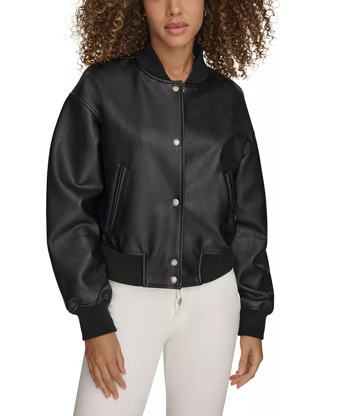 Женская университетская куртка-бомбер из искусственной кожи Levi's, черный
Женская университетская куртка-бомбер из искусственной кожи Levi's, черный