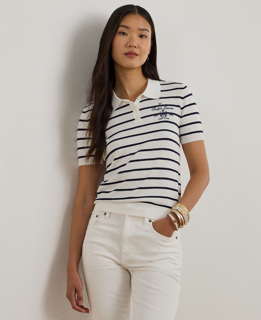 Небольшой полосатый поло-свитер с короткими рукавами Lauren Ralph Lauren, White/Refined Navy
Небольшой полосатый поло-свитер с короткими рукавами Lauren Ralph Lauren, White/Refined Navy