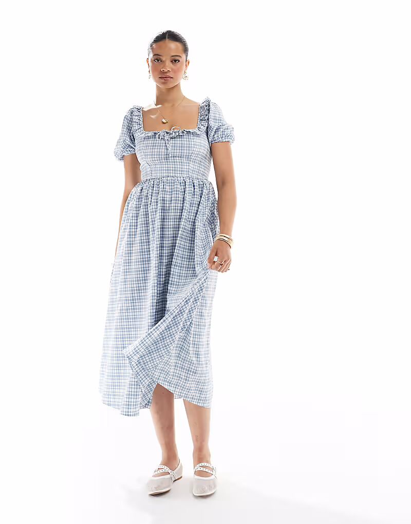 Платье миди с корсетом в клетку New Look синего цвета
Платье миди с корсетом в клетку New Look синего цвета