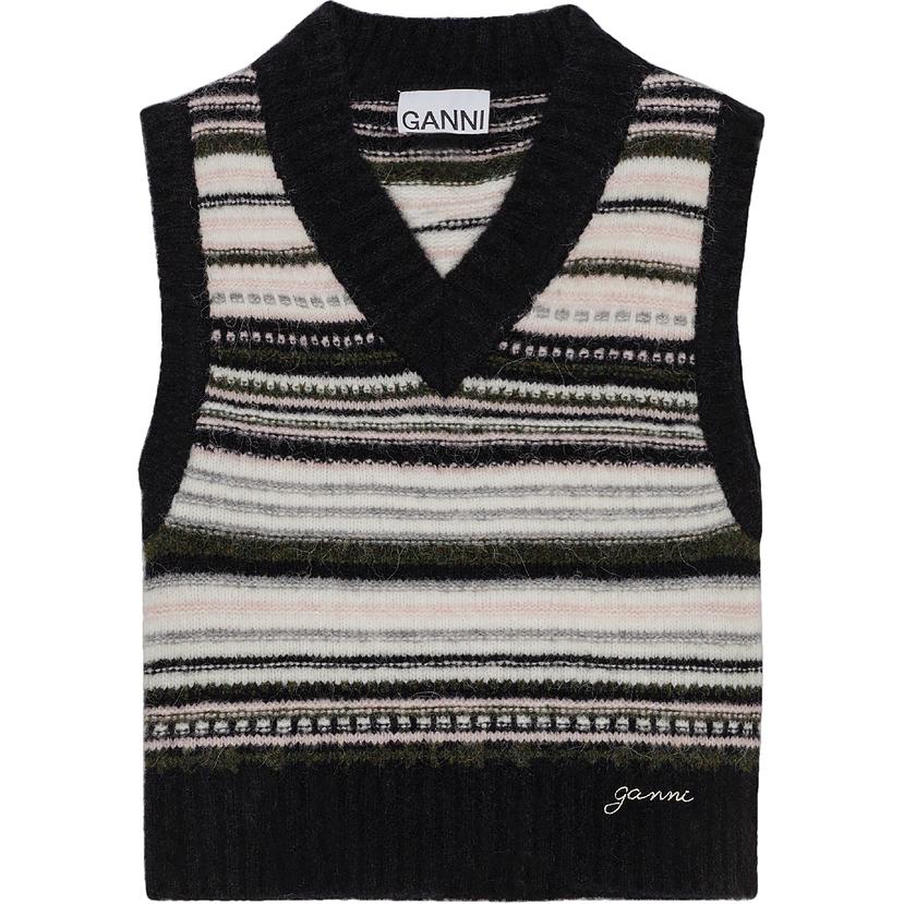 GANNI V-образный вырез безрукавный вязаный топ, Black
GANNI V-образный вырез безрукавный вязаный топ, Black